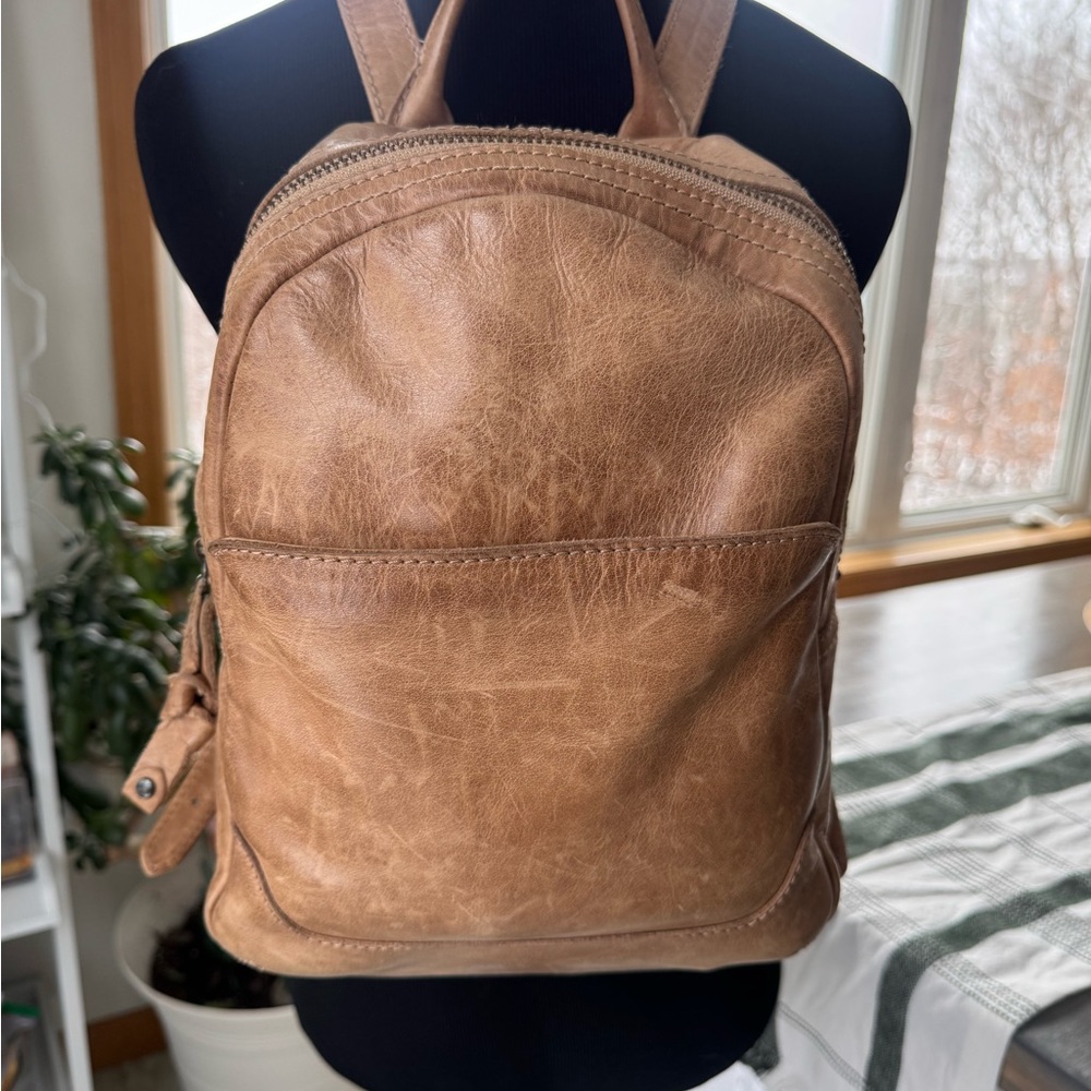 Frye Distressed Tan Leather Campus Backpack